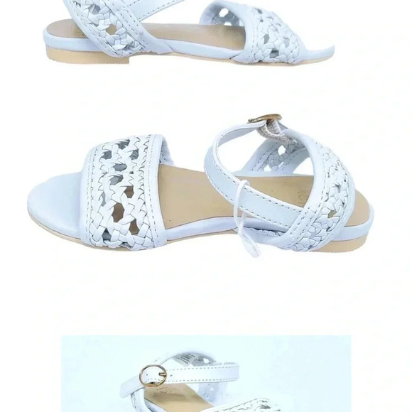 JACK AND JANIE GIRLS WHITE BASKETWEAVE SANDALS SIZE 3.5 baby - Picture 2 of 5